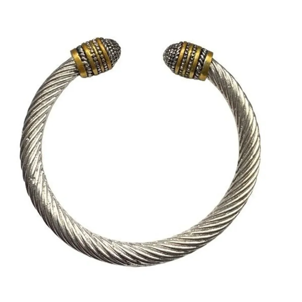 Cable Rope Bracelet – Gold & Silver Tone with Rhodium Plate